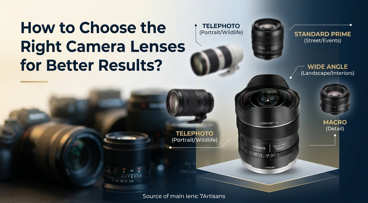 Camera lenses for photography and filmmaking from 7Artisans US, featuring versatile photography lenses and cine lenses